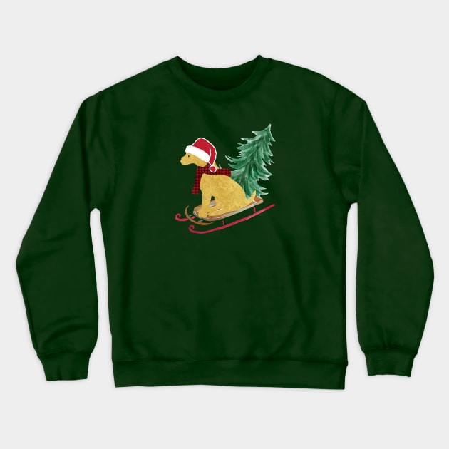 Golden Retriever Christmas Sled Crewneck Sweatshirt by EMR_Designs